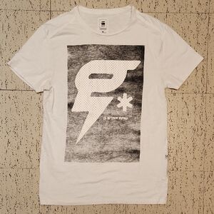 G-Star Raw White & Gray Big Logo Tomeo Long Crewneck T-Shirt
